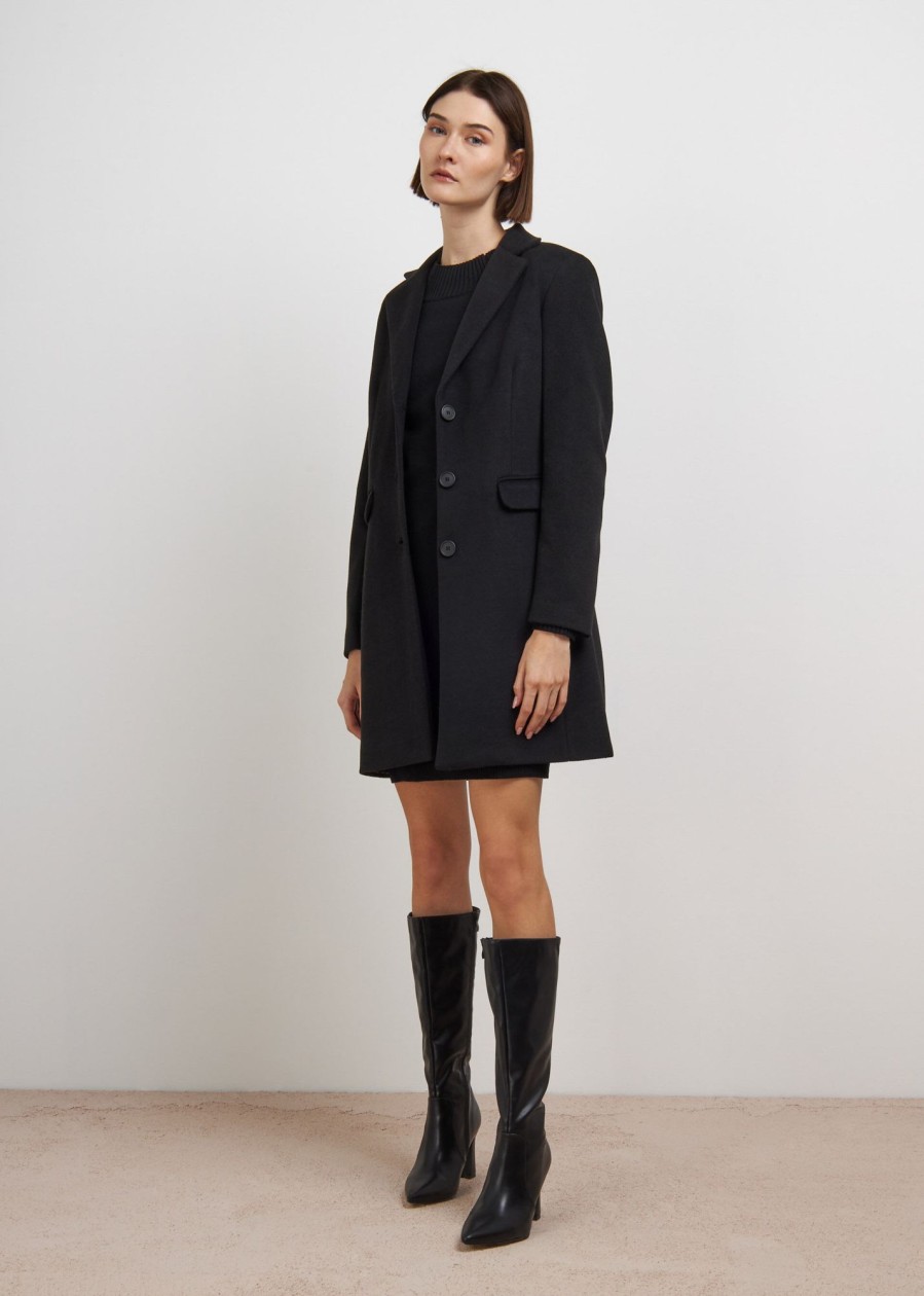 Donna Conbipel Cappotti | Cappotto Collo Rever Nero