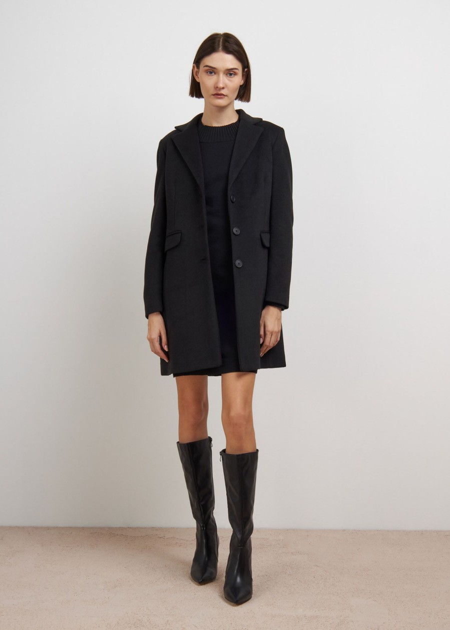 Donna Conbipel Cappotti | Cappotto Collo Rever Nero