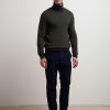 Uomo Conbipel Maglieria | Girocollo In Lambswool Verde Militare