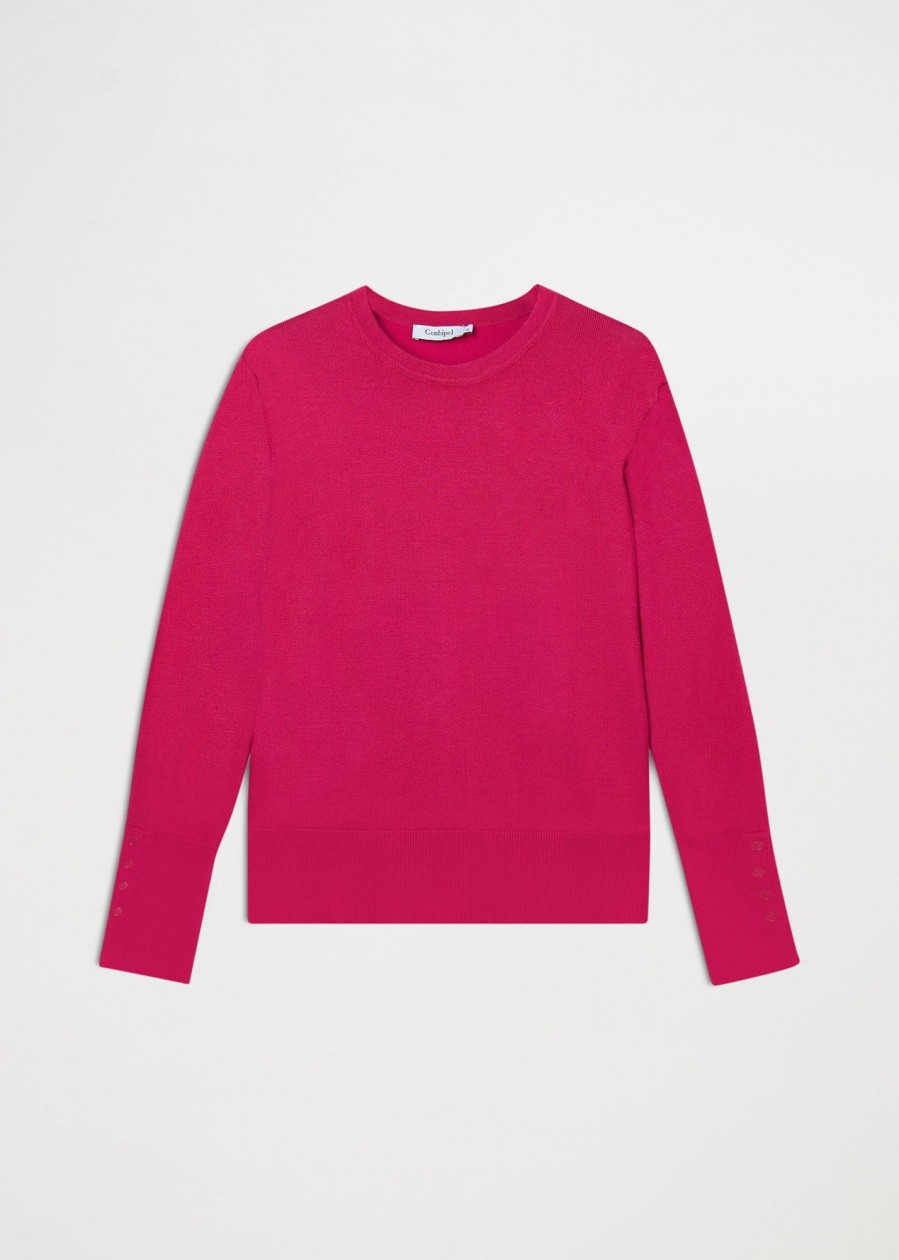 Donna Conbipel Maglieria | Pullover A Girocollo Fucsia Chiaro