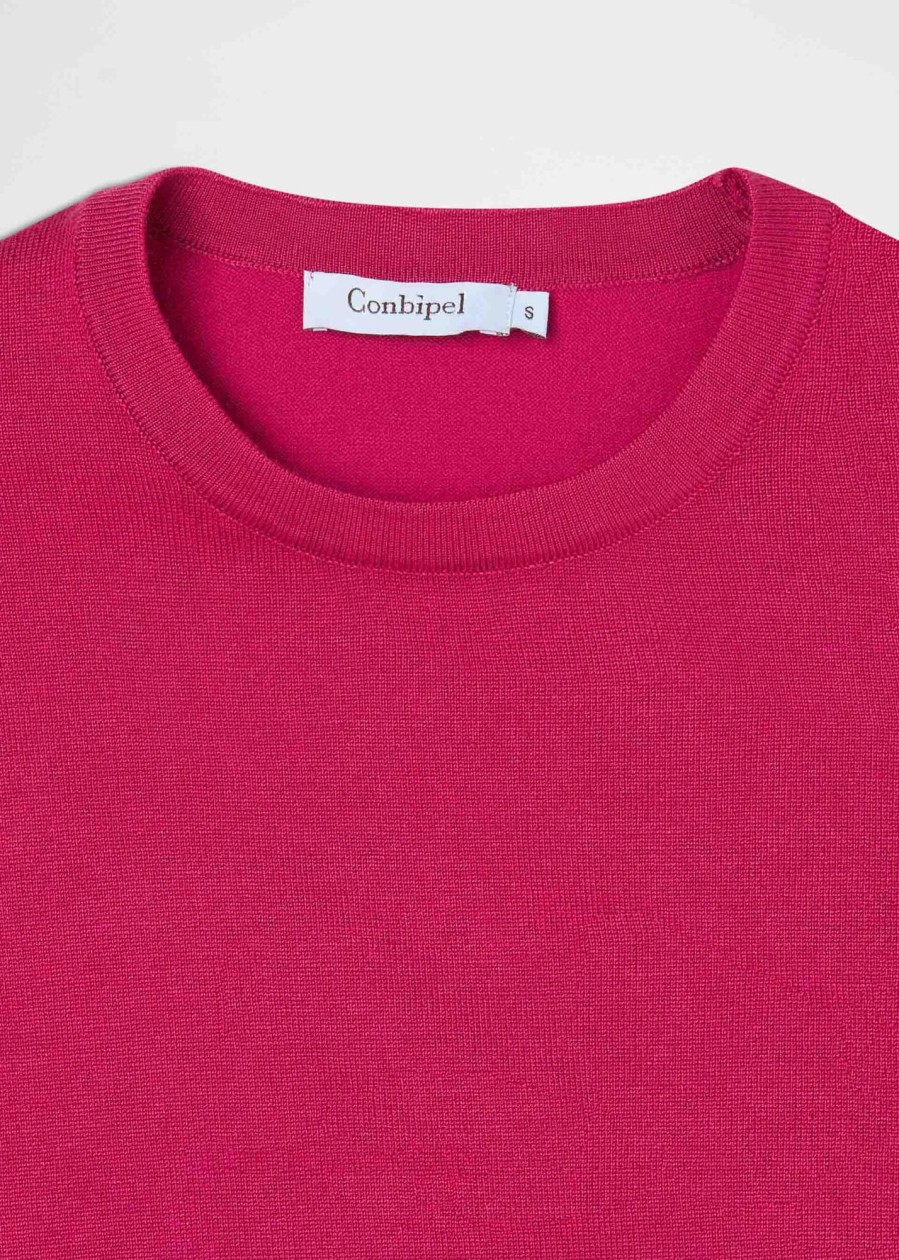 Donna Conbipel Maglieria | Pullover A Girocollo Fucsia Chiaro