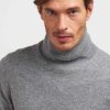 Uomo Conbipel Maglieria | Dolcevita In Cashmere Grigio Chiaro Melange