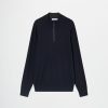 Uomo Conbipel Maglieria | Pullover Con Zip Blu Scuro