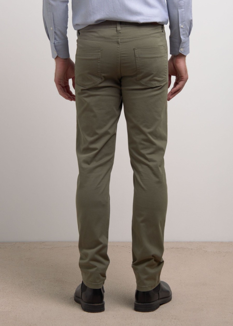 Uomo Conbipel Pantaloni | Pantaloni In Twill Verde Militare