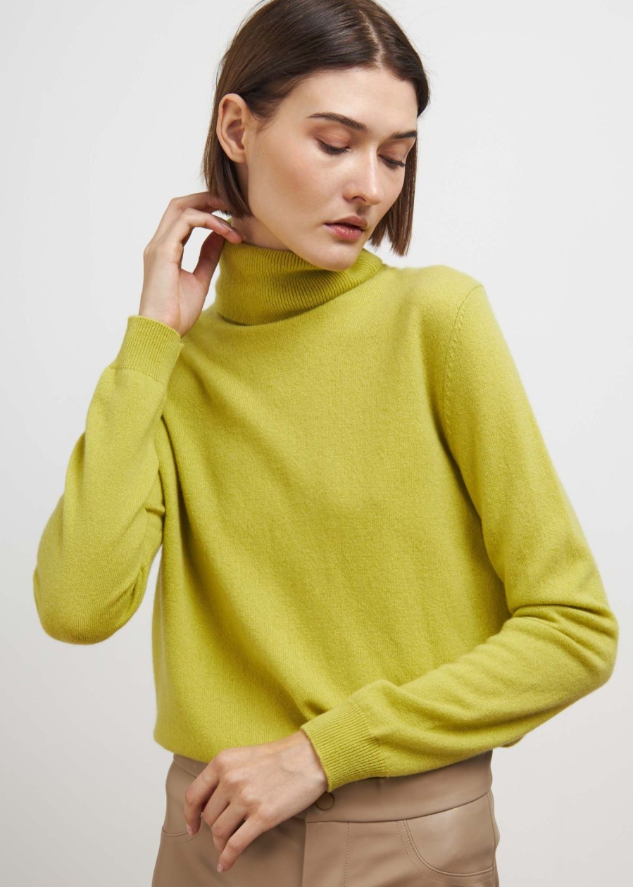 Donna Conbipel Maglieria | Dolcevita In Cashmere Limone