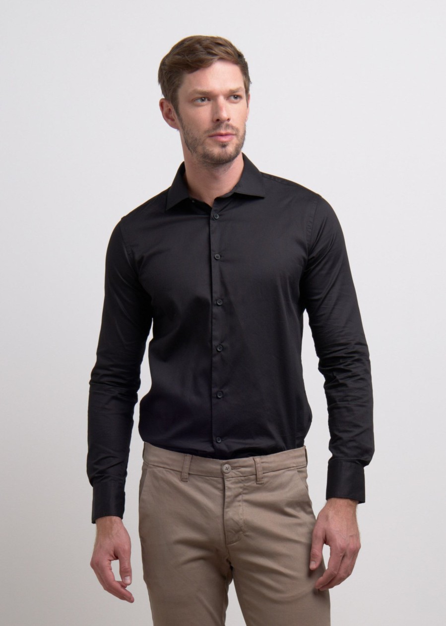 Uomo Conbipel Camicie | Camicia Cannete Slim Fit Nero