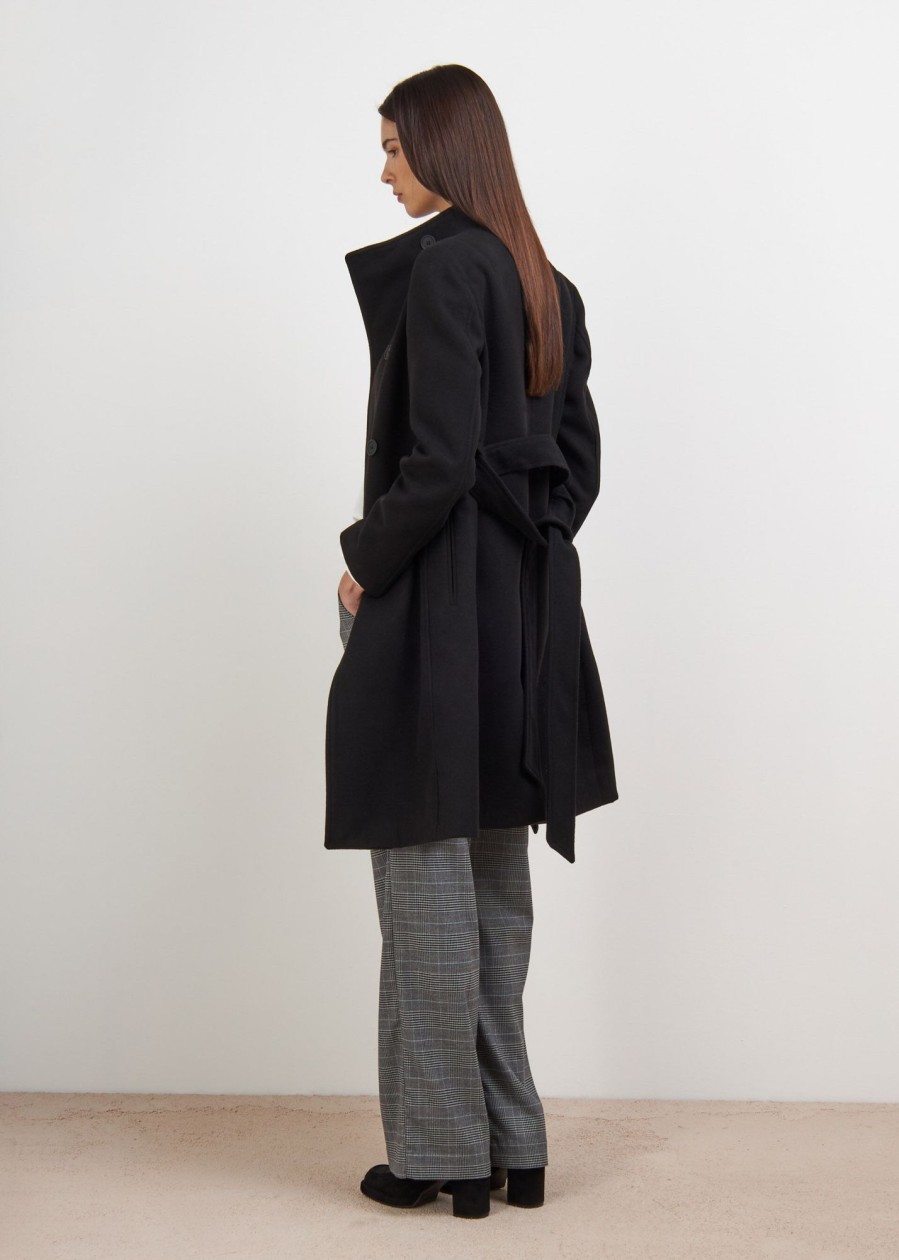 Donna Conbipel Cappotti | Cappotto Con Cintura Nero