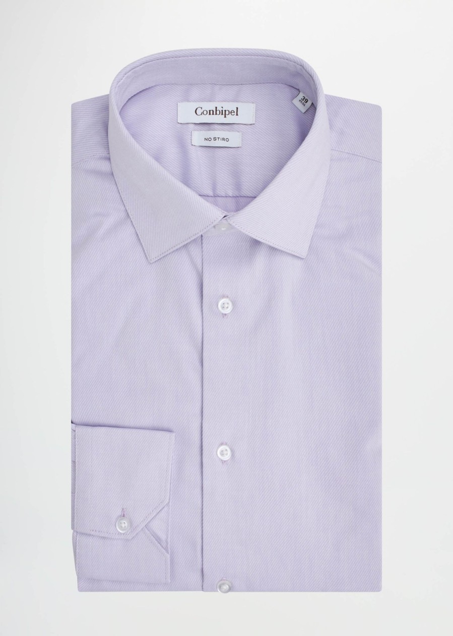 Uomo Conbipel Camicie | Camicia No Stiro Regular Viola Chiaro