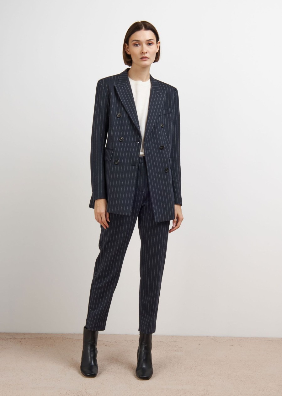 Donna Conbipel Giacche | Blazer Gessato Blu Scuro