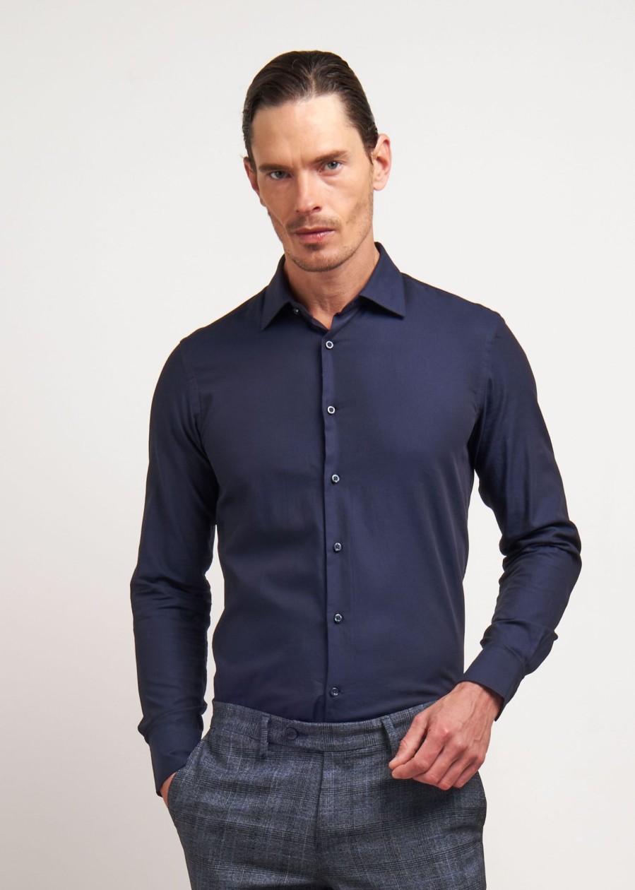 Uomo Conbipel Camicie | Camicia Slim Fit Blu Scuro