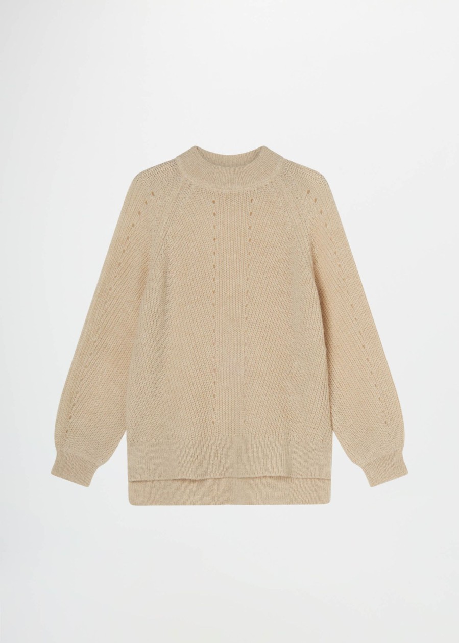 Donna Conbipel Maglieria | Pullover Lupetto In Lana Bianco Lana