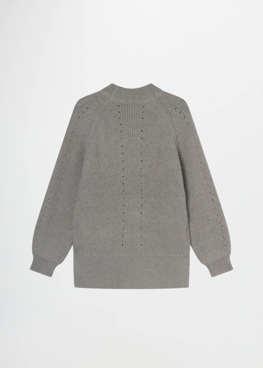 Donna Conbipel Maglieria | Pullover Lupetto In Lana Grigio Medio Melange