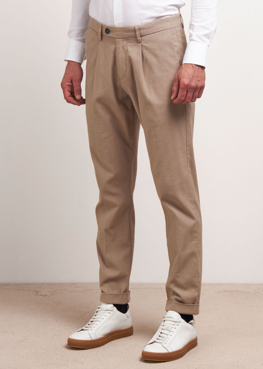 Uomo Conbipel Pantaloni | Pantaloni Chino Lavorati Beige