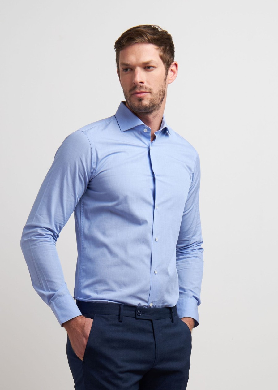 Uomo Conbipel Camicie | Camicia Slim Fit Azzurro