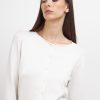 Donna Conbipel Maglieria | Cardigan A Girocollo Bianco Lana