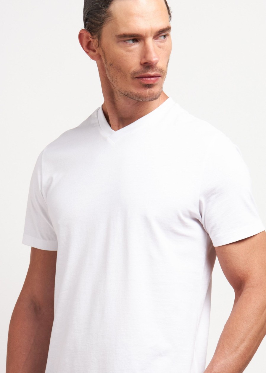 Uomo Conbipel T-Shirt E Polo | T-Shirt Scollo A V Bianco