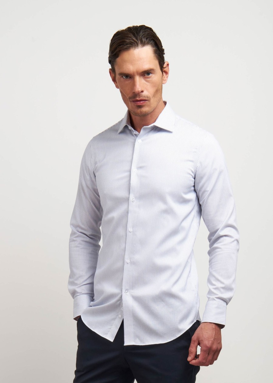 Uomo Conbipel Camicie | Camicia No Stiro Slim Fit Blu