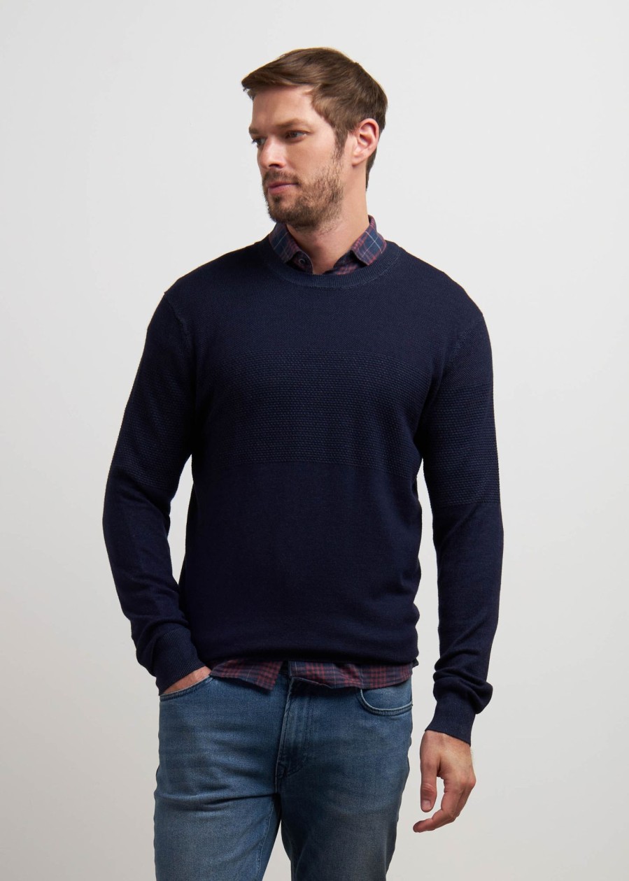 Uomo Conbipel Maglieria | Pullover Lavorato Blu Scuro