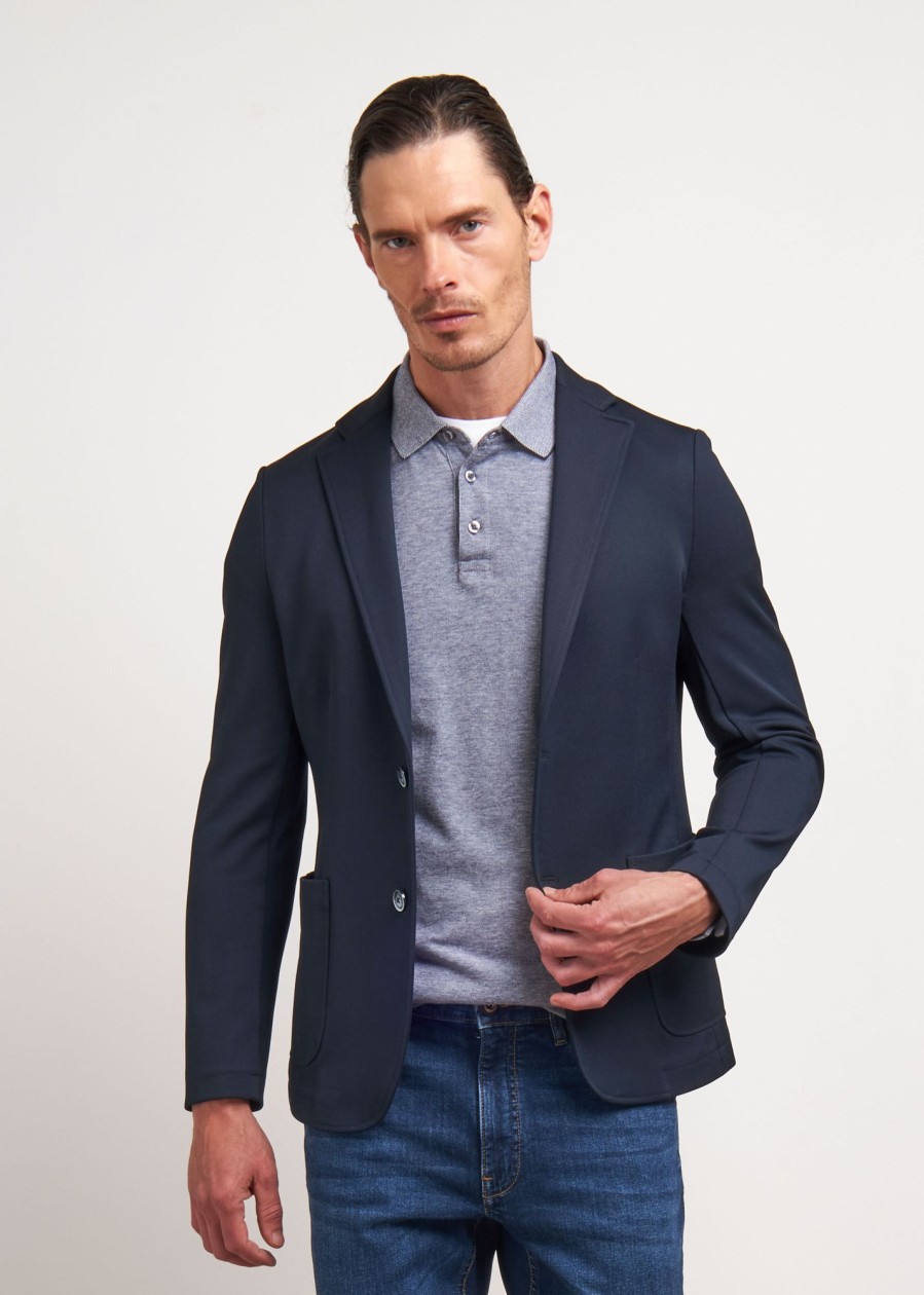 Uomo Conbipel Giacche | Blazer In Maglia Blu Scuro