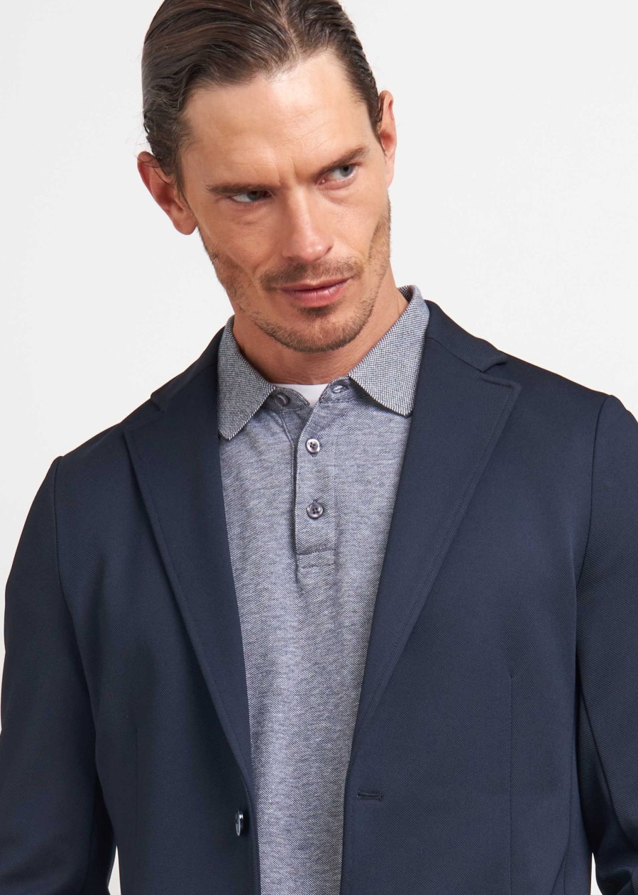 Uomo Conbipel Giacche | Blazer In Maglia Blu Scuro