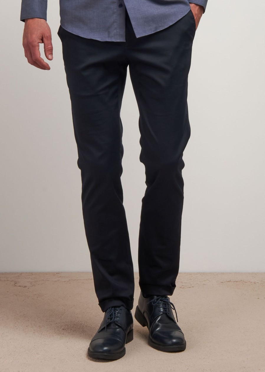 Uomo Conbipel Pantaloni | Pantaloni Cotone Stretch Blu Scuro