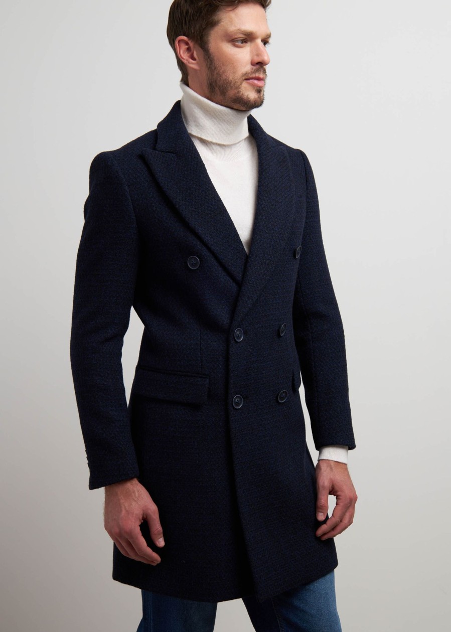 Uomo Conbipel Cappotti | Cappotto Doppiopetto Blu Scuro