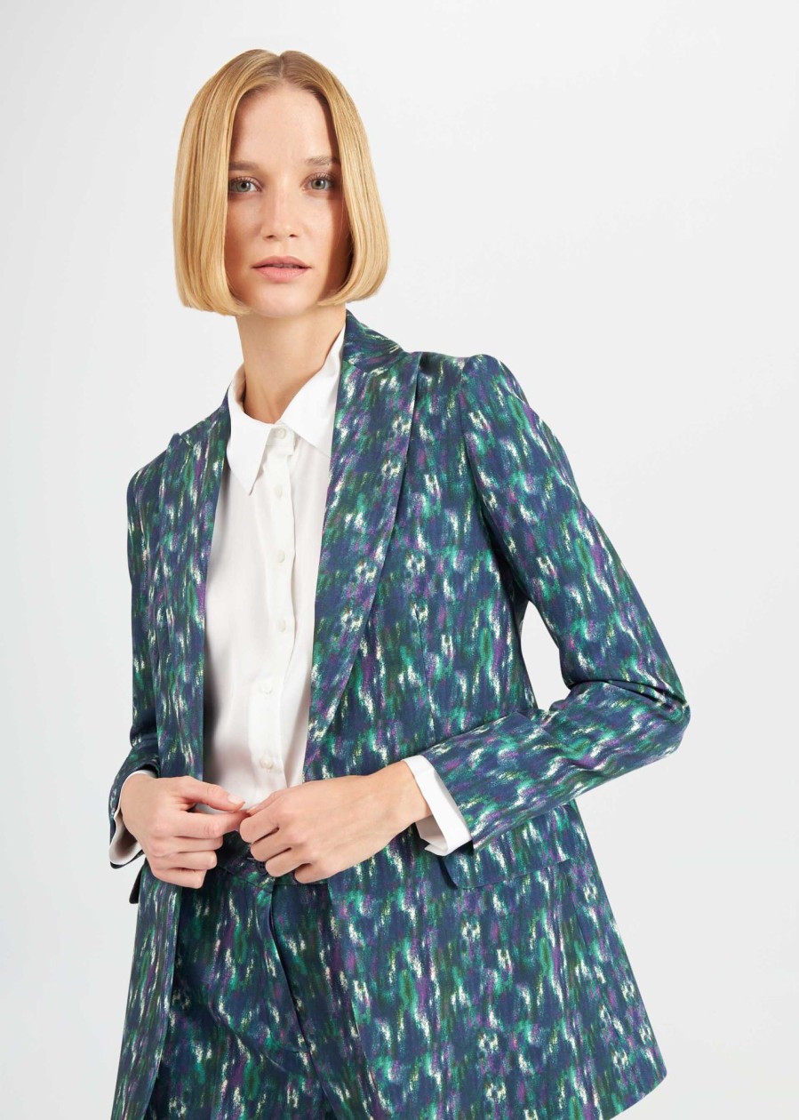 Donna Conbipel Giacche | Blazer Stampa Fantasia Verde Scuro