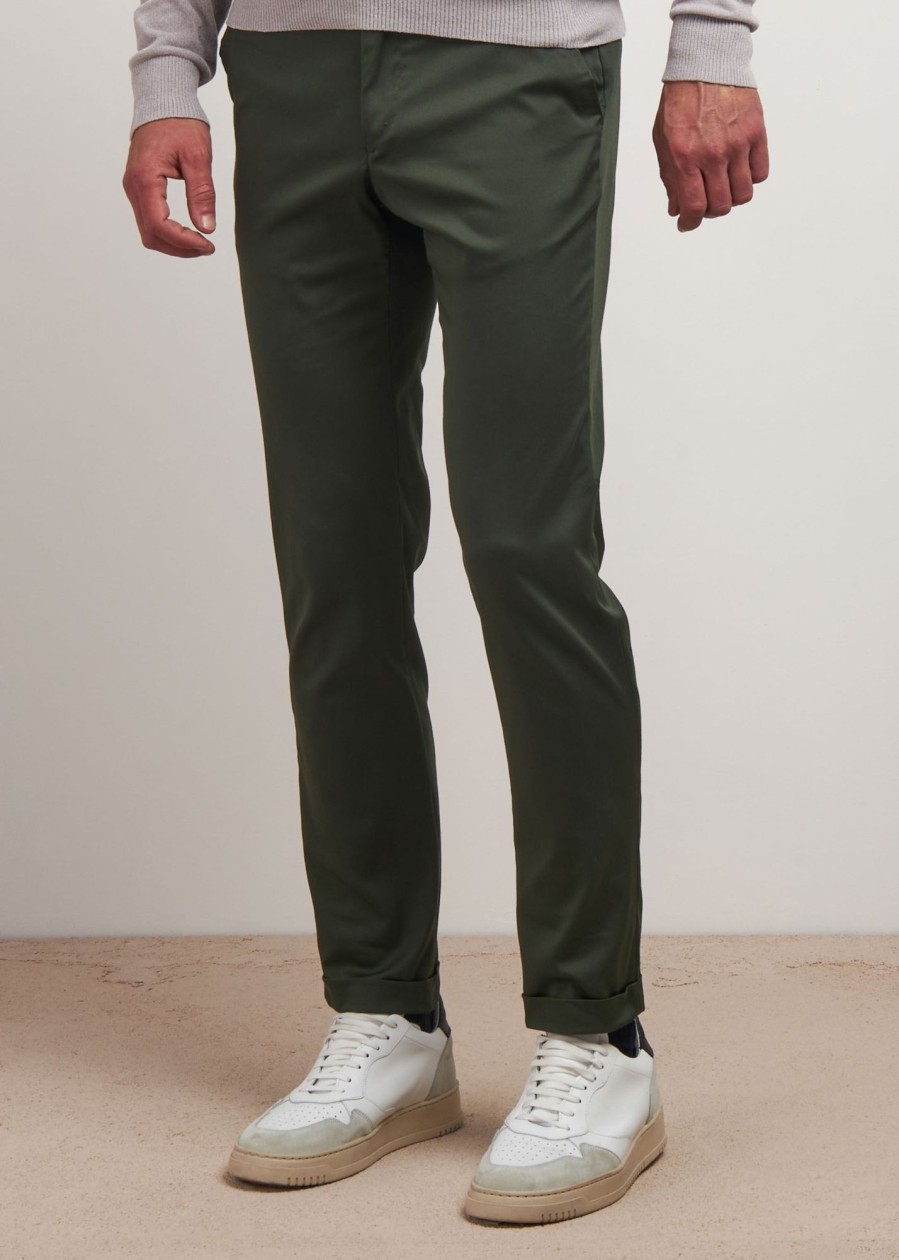 Uomo Conbipel Pantaloni | Pantaloni Cotone Stretch Verde