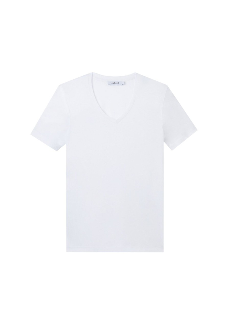 Donna Conbipel T-Shirt E Top | T-Shirt Basic Scollo A V Bianco