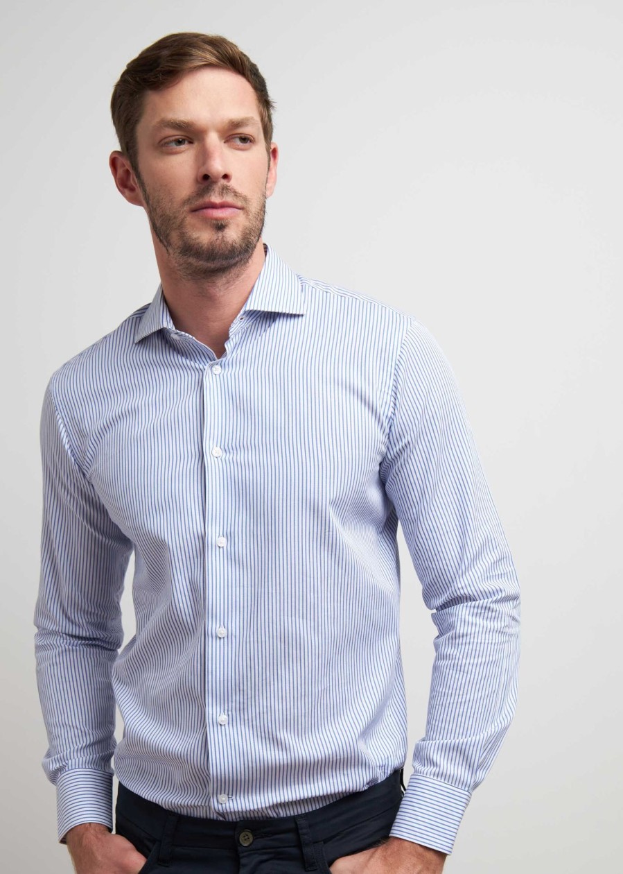 Uomo Conbipel Camicie | Camicia A Righe Regular Blu