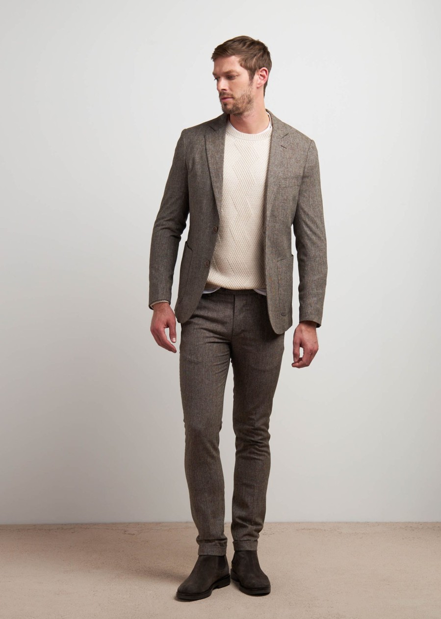 Uomo Conbipel Giacche | Blazer Pied De Poule Tortora