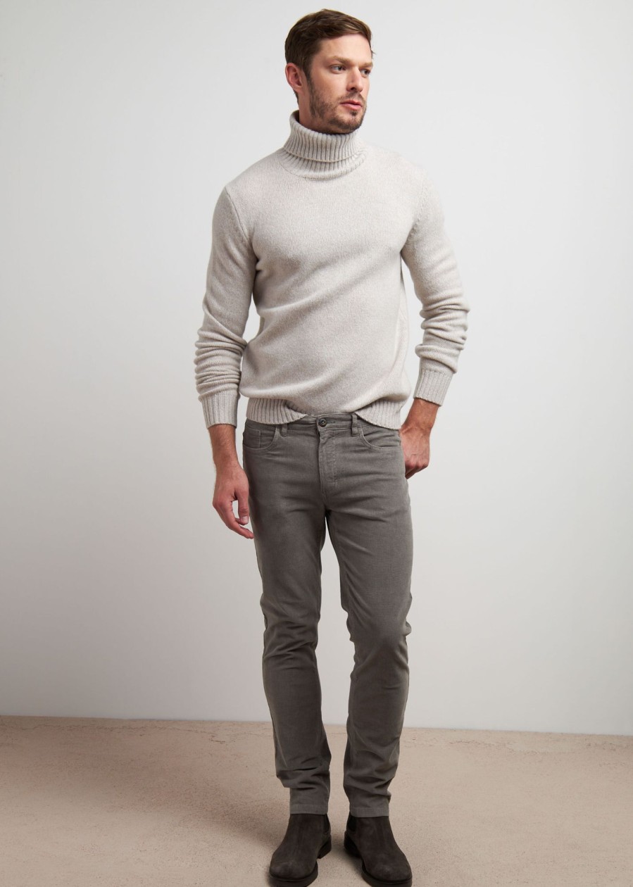 Uomo Conbipel Pantaloni | Pantaloni Slim In Velluto Grigio Medio