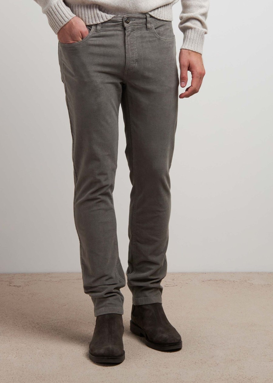 Uomo Conbipel Pantaloni | Pantaloni Slim In Velluto Grigio Medio