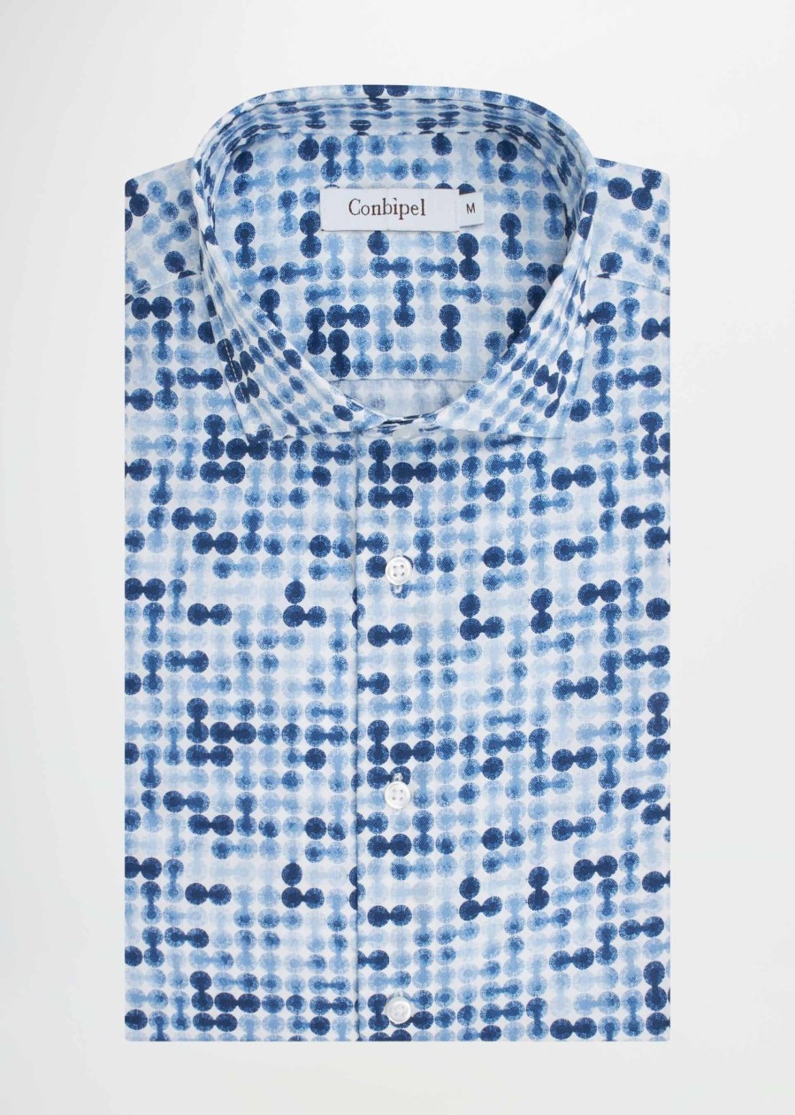 Uomo Conbipel Camicie | Camicia Slim Fit Azzurro