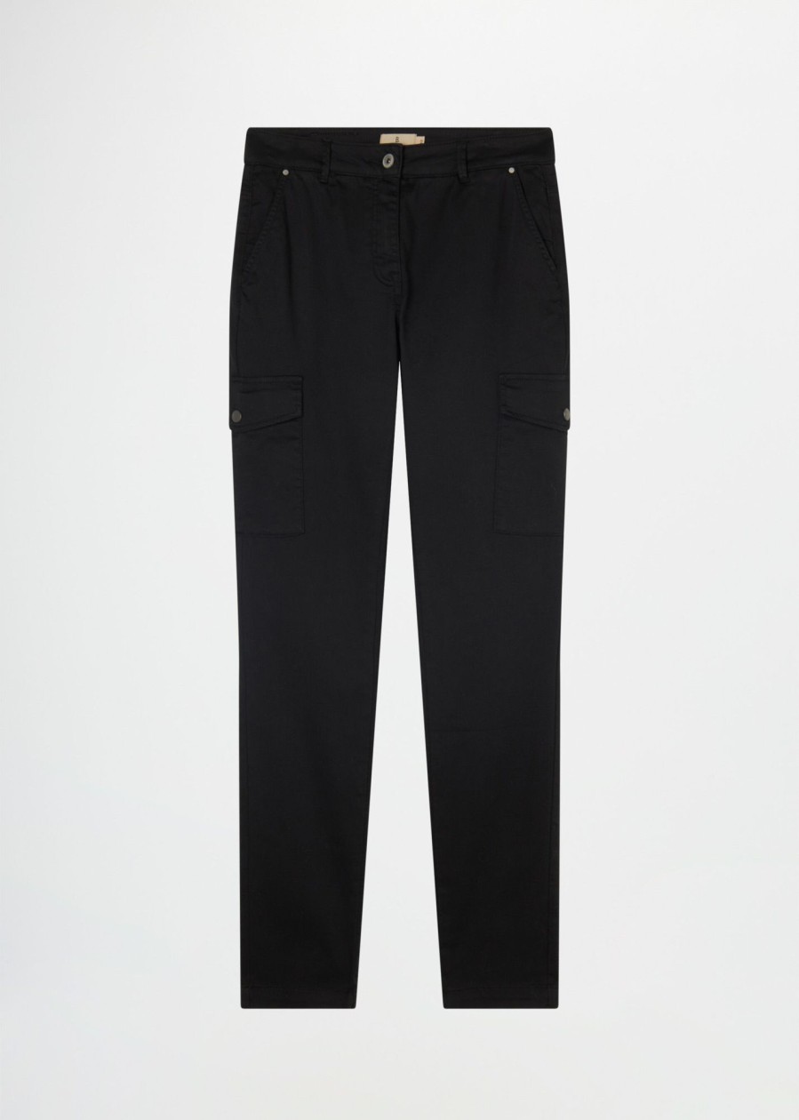 Donna Conbipel Pantaloni | Chino In Gabardine Nero