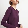 Donna Conbipel Maglieria | Cardigan A Girocollo Melanzana