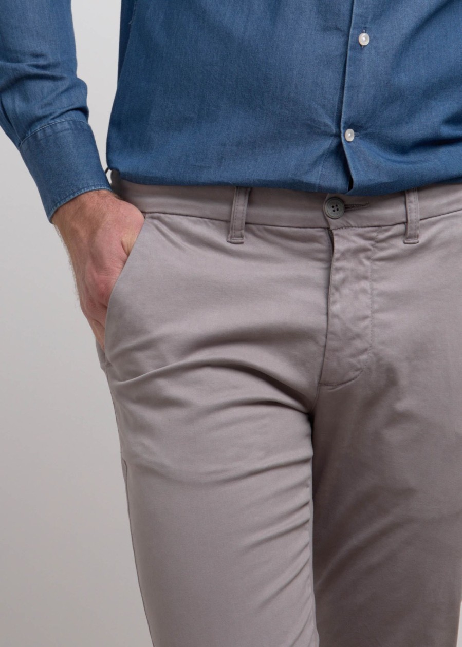 Uomo Conbipel Pantaloni | Pantaloni In Raso Grigio Medio