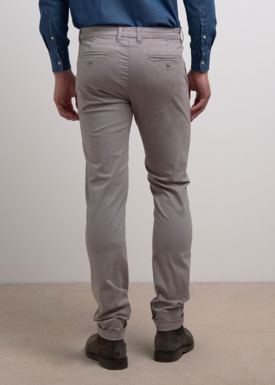 Uomo Conbipel Pantaloni | Pantaloni In Raso Grigio Medio