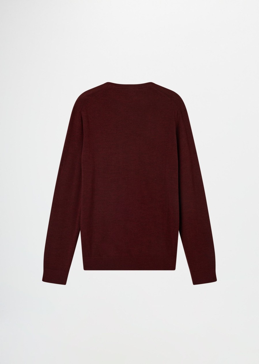 Uomo Conbipel Maglieria | Pullover In Puro Merino Bordeaux