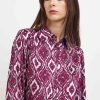 Donna Conbipel Camicie | Camicia Stampata In Satin Fucsia Chiaro