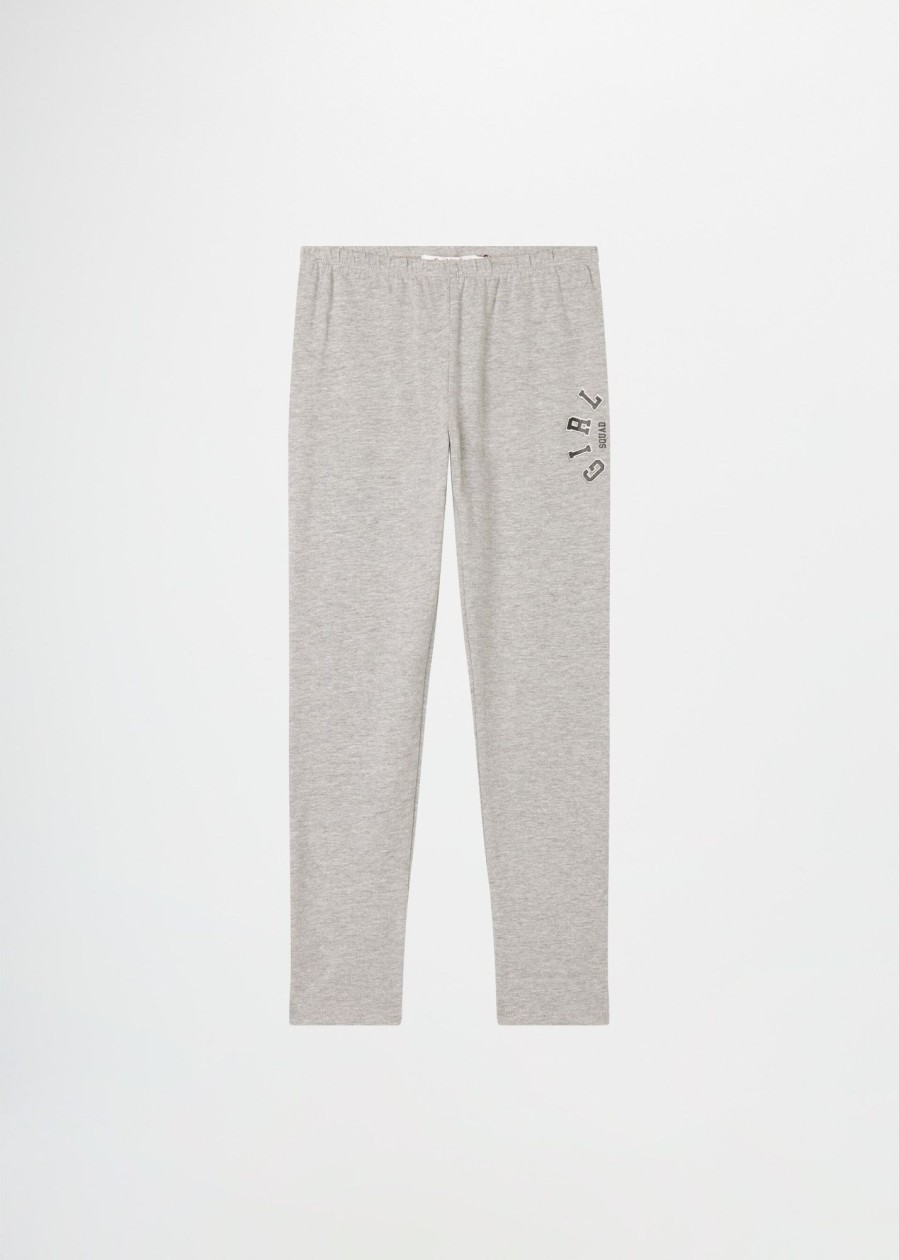 Bambino Conbipel | Leggings Con Lettering Grigio Chiaro Melange