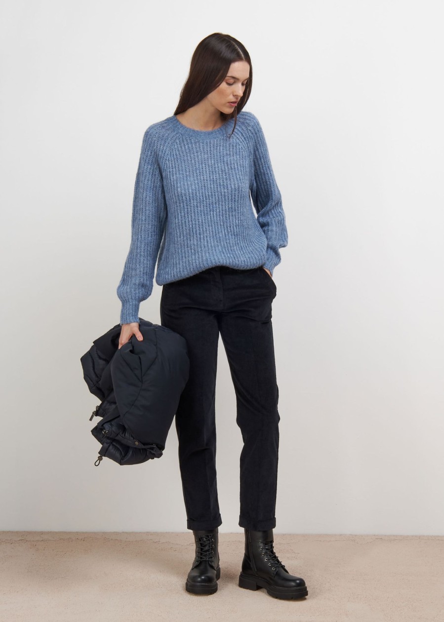 Donna Conbipel Maglieria | Pullover In Lana Mohair Blu Chiaro