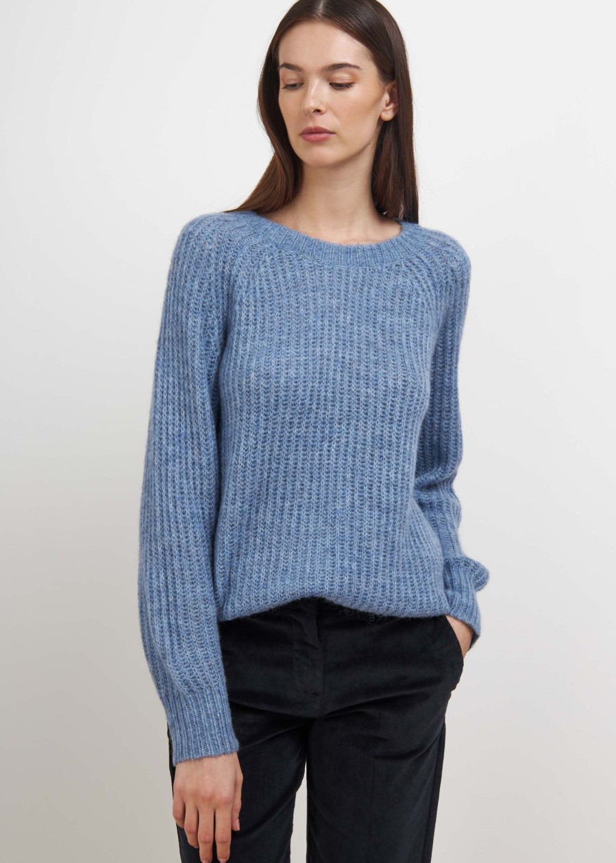 Donna Conbipel Maglieria | Pullover In Lana Mohair Blu Chiaro