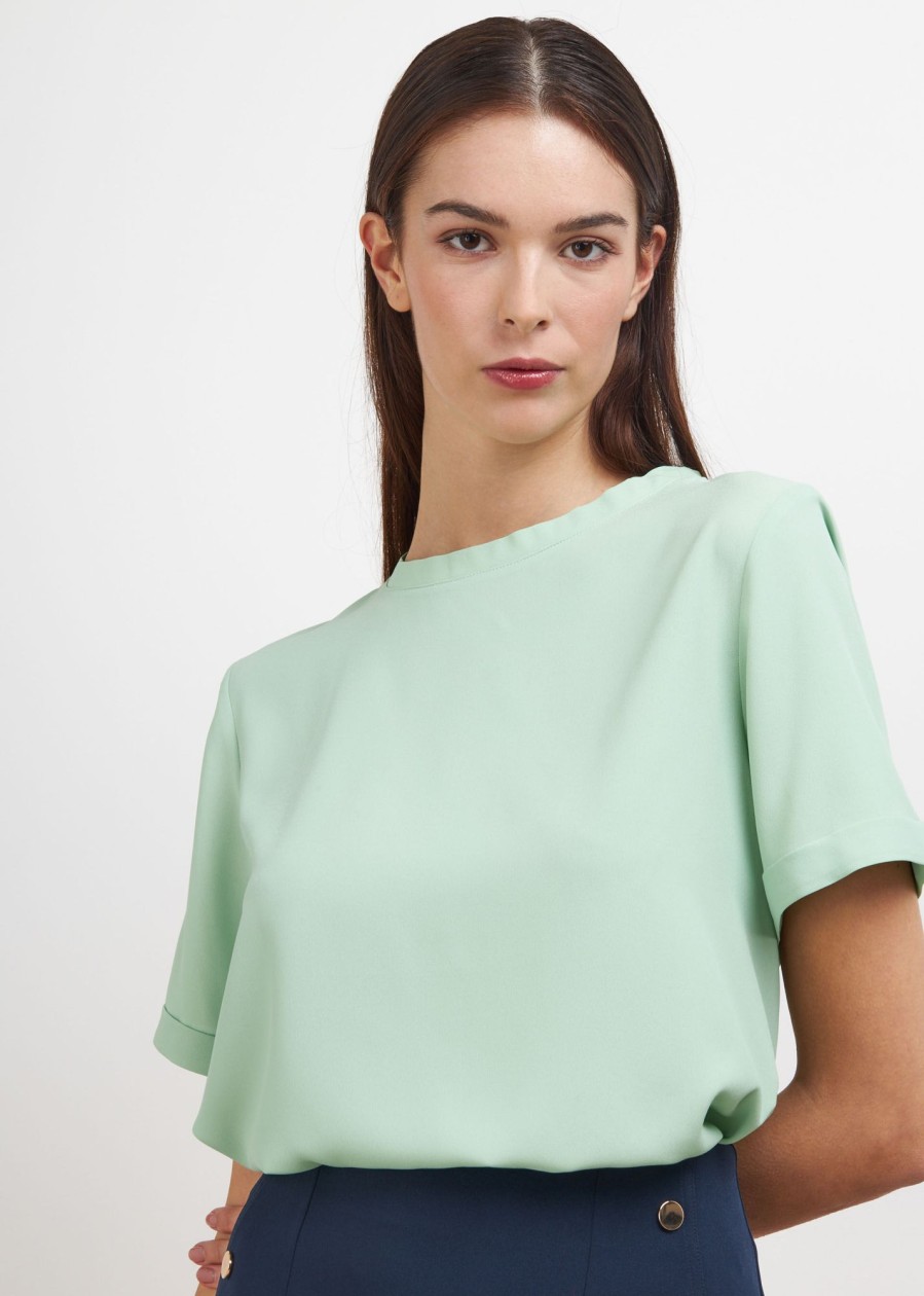 Donna Conbipel Camicie | Blusa A Maniche Corte Menta