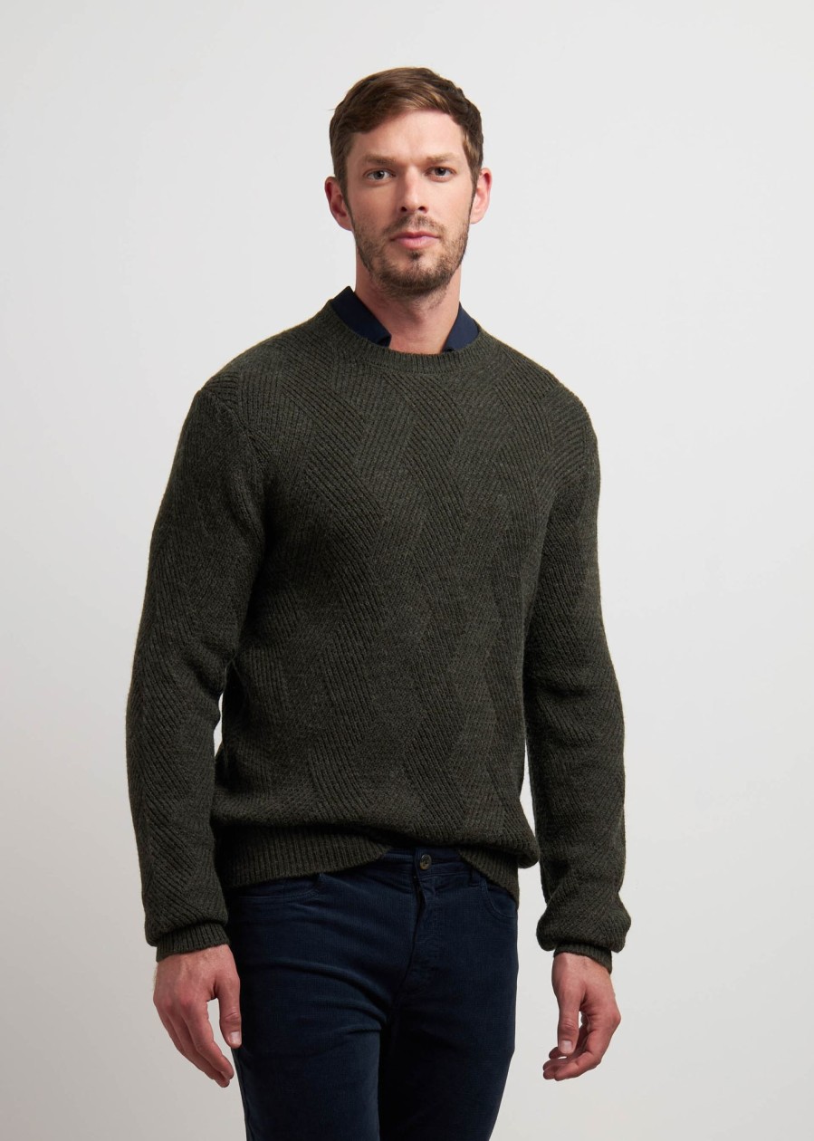 Uomo Conbipel Maglieria | Pullover Lavorato Verde Militare