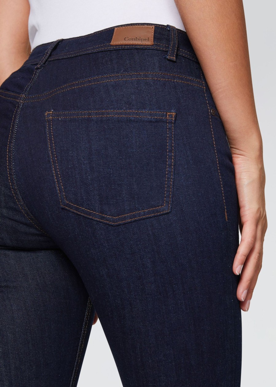 Donna Conbipel Jeans | Jeans Slim A Vita Alta Blu Scuro