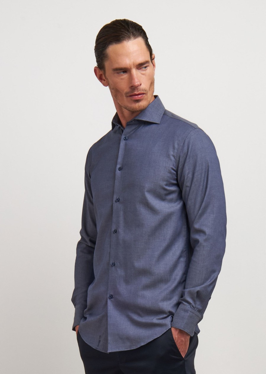 Uomo Conbipel Camicie | Camicia No Stiro Regular Blu