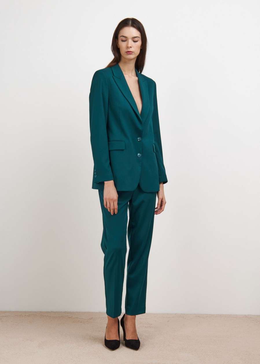 Donna Conbipel Giacche | Blazer A Due Bottoni Verde Scuro