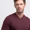 Uomo Conbipel T-Shirt E Polo | T-Shirt Scollo A V Bordeaux