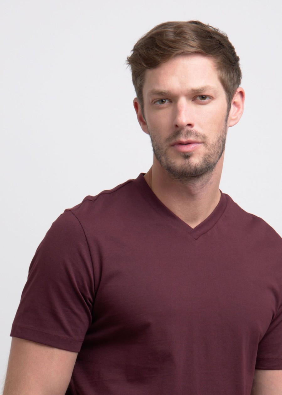 Uomo Conbipel T-Shirt E Polo | T-Shirt Scollo A V Bordeaux